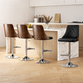 Artiss Bar Stool 4X Swivel Adjustable Kitchen Counter Leather Black