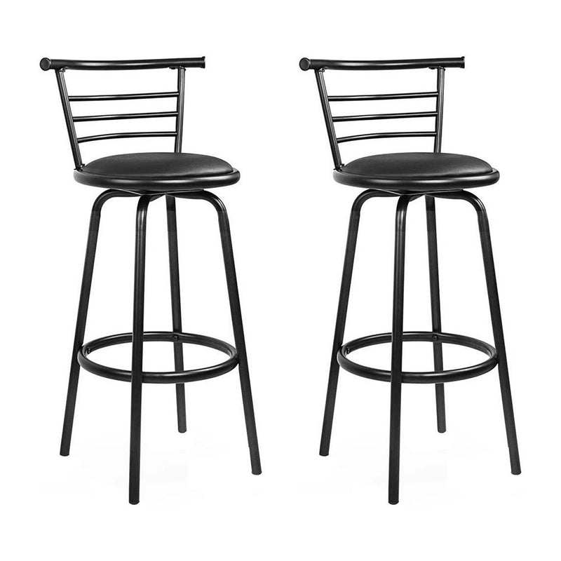 Artiss 2x Swivel Bar Stools Padded Leather Metal