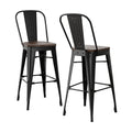 Artiss Metal Bar Stools Wooden Seat Retro x2