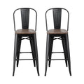 Artiss Metal Bar Stools Wooden Seat Retro x2