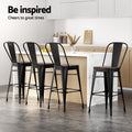 Artiss Metal Bar Stools Wooden Seat Retro x2