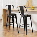 Artiss Metal Bar Stools Wooden Seat Retro x2