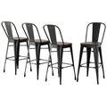 Artiss Metal Bar Stools Wooden Seat Retro x4