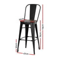 Artiss Metal Bar Stools Wooden Seat Retro x4