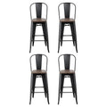 Artiss Metal Bar Stools Wooden Seat Retro x4