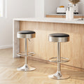 Artiss 2x Backless PU Leather Bar Stools Black Chrome