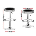 Artiss 2x Backless PU Leather Bar Stools Black Chrome