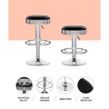 Artiss 2x Backless PU Leather Bar Stools Black Chrome