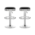 Artiss 2x Backless PU Leather Bar Stools Black Chrome