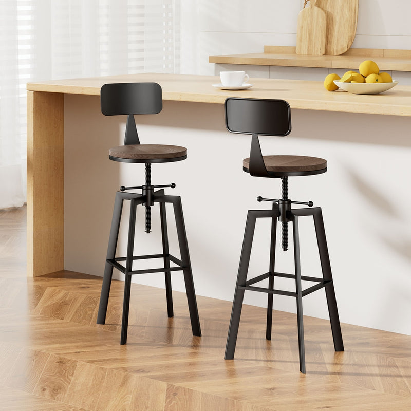 Artiss Bar Stools x2 Vintage Metal Kitchen Counter Chairs