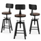 Artiss 3x Bar Stool Swivel Industrial Counter Barstools 63-79cm Seat Height Adjustable Metal Legs
