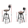 Artiss 3x Bar Stool Swivel Industrial Counter Barstools 63-79cm Seat Height Adjustable Metal Legs