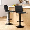 Artiss Bar Stools Gas Lift Linen Fabric Black x2