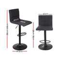Artiss Bar Stools Gas Lift Linen Fabric Black x2