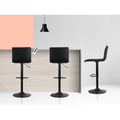 Artiss Bar Stools Gas Lift Linen Fabric Black x2