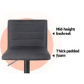 Artiss Bar Stools Gas Lift Linen Fabric Black x2
