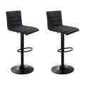 Artiss Bar Stools Gas Lift Linen Fabric Black x2