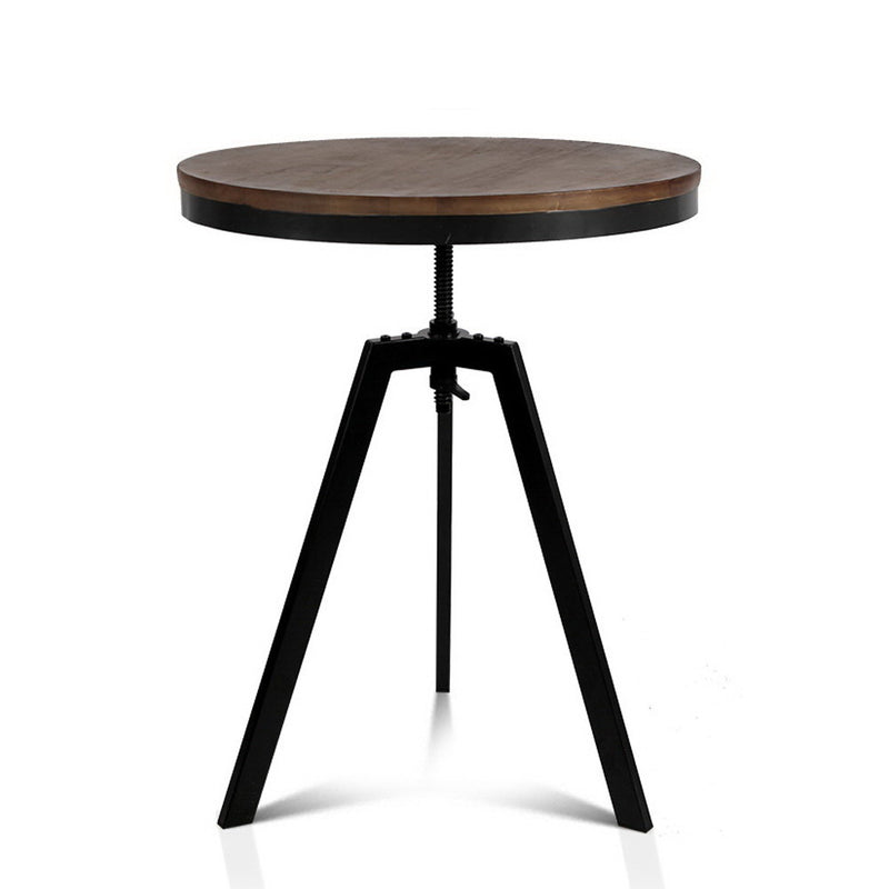 Artiss Bar Table 67-86cm Height Adjustable Round Brown