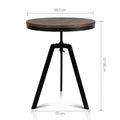 Artiss Bar Table 67-86cm Height Adjustable Round Brown