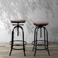 Artiss Adjustable Bar Stools Wood Chairs Set