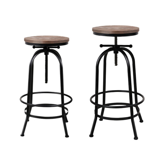Artiss Bar Stools 4x Adjustable Wooden Kitchen Dining Chairs