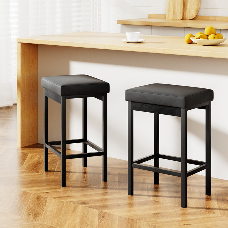 Artiss Metal Bar Stools PU Seat Dining Counter Chairs 2x