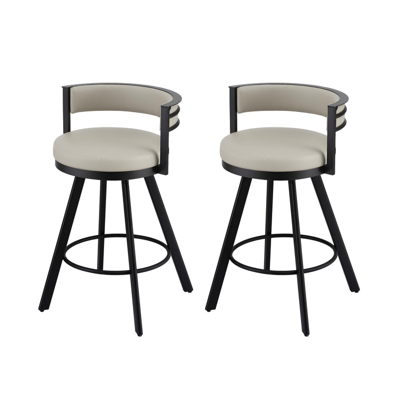 Artiss Bar Stools Set of 2 Swivel Counter Height Beige Leather