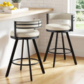 Artiss Bar Stools Set of 2 Swivel Counter Height Beige Leather