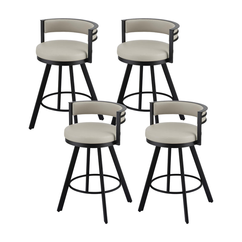 Artiss Bar Stool Set 4 Swivel Counter Kitchen Chair Beige Leather Metal
