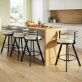 Artiss Bar Stool Set 4 Swivel Counter Kitchen Chair Beige Leather Metal
