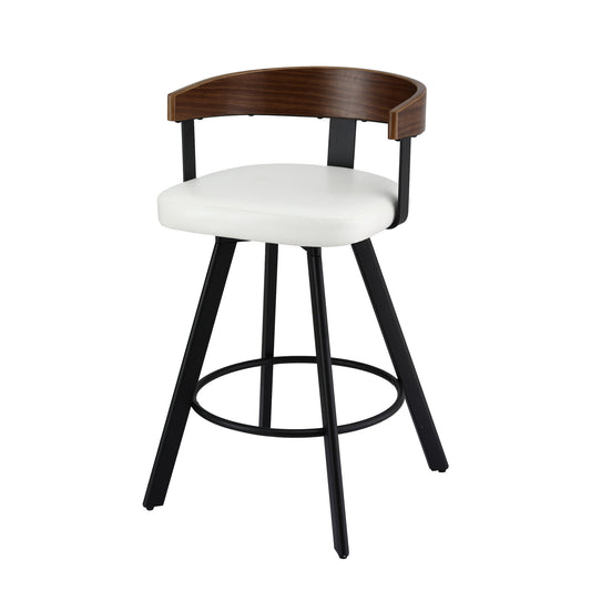 Artiss Bar Stool Swivel White Leather Bentwood Counter Chair