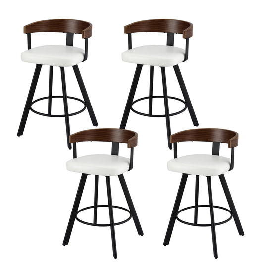 Artiss Bar Stools x4 Swivel White PU Metal Legs Counter Kitchen