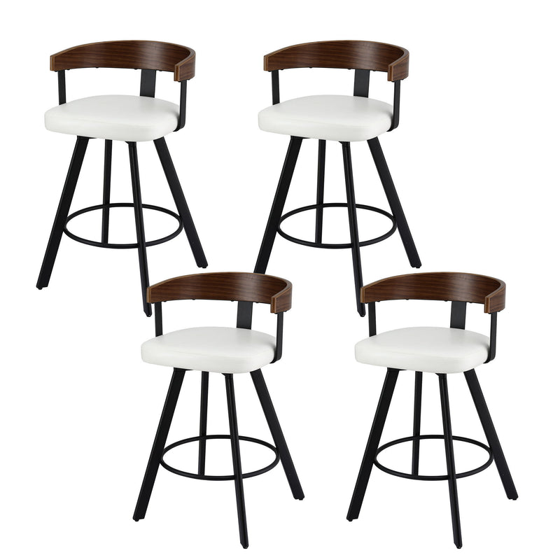 Artiss Bar Stools x4 Swivel White PU Metal Legs Counter Kitchen