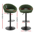 Artiss 2x Bar Stools Kitchen Chairs Gas Lift Adjustable Round Shell Boucle Green