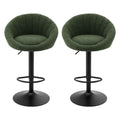 Artiss 2x Bar Stools Kitchen Chairs Gas Lift Adjustable Round Shell Boucle Green