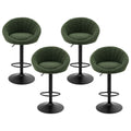 Artiss 4x Bar Stools Kitchen Chairs Gas Lift Adjustable Round Shell Boucle Green