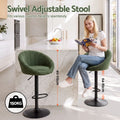 Artiss 4x Bar Stools Kitchen Chairs Gas Lift Adjustable Round Shell Boucle Green