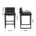 Artiss Bar Stools Set of 4 PU Leather Counter Chairs 65cm Seat Height with Low Back Black