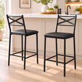 Artiss Bar Stools Set of 2 Counter 66cm Height Stools with Backrest, PU Cushioned Seat, Black