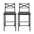 Artiss Bar Stools Set of 2 Counter 66cm Height Stools with Backrest, PU Cushioned Seat, Black