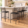 Artiss Bar Stools Set of 4 Counter 66cm Height Stools with Backrest, PU Cushioned Seat, Black