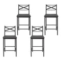 Artiss Bar Stools Set of 4 Counter 66cm Height Stools with Backrest, PU Cushioned Seat, Black
