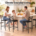 Artiss Bar Stools Set of 4 Counter 66cm Height Stools with Backrest, PU Cushioned Seat, Black