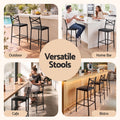 Artiss Bar Stools Set of 4 Counter 66cm Height Stools with Backrest, PU Cushioned Seat, Black