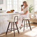 Artiss Bar Stools Set of 2 Swivel Counter 68cm Height Stools w/ Padded Backrest Beige