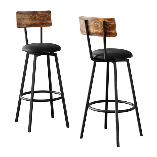 Artiss 2x Industrial Bar Stools Upholstered Counter Height Steel Frame