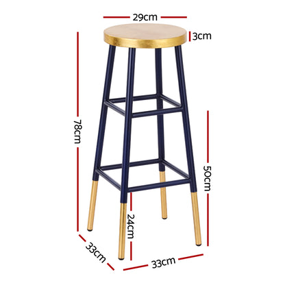 Artiss Bar Stools Metal Gold Navy