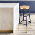 Artiss Bar Stools Metal Gold Navy Pair