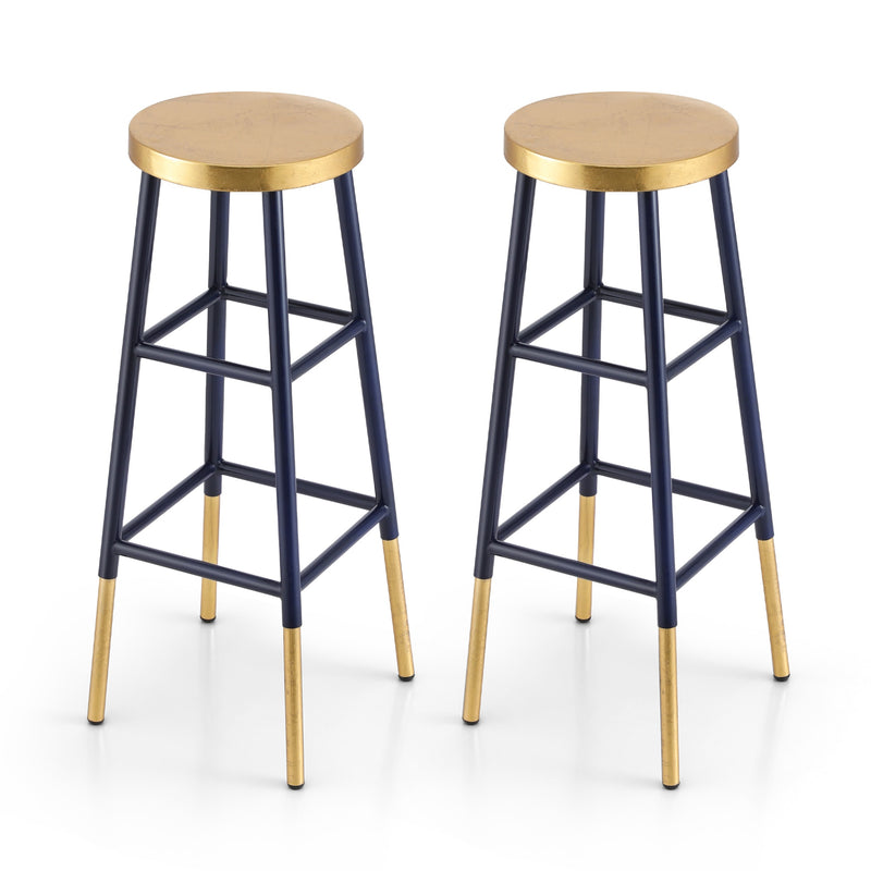 Artiss Bar Stools Metal Gold Navy 2pc Set