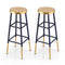Artiss Bar Stools Metal Gold Navy 2pc Set